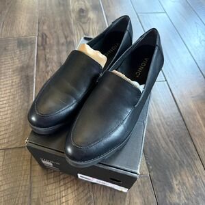 Vionic New Kensley Black Nappa Leather Lug Sole Loafers Womens 8.5 M H9623L6004